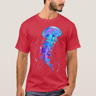 Waterverf blauwe kwallen t-shirt