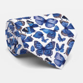 Waterverf Blauwe Levendige Vlinders Stropdas (Opgerold)