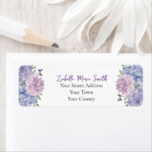 Waterverf Blauwe & Lila Hydrangea Bloemen Bruiloft