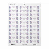 Waterverf Blauwe & Lila Hydrangea Bloemen Bruiloft Etiket (Full Sheet)