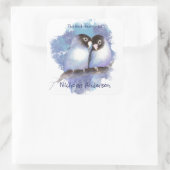 Waterverf Blauwe Lovebirds Tortelduifjes Bookplate Vierkante Sticker (Tas)