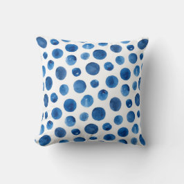 Waterverf blauwe marine polka stippen. Nautische g Kussen