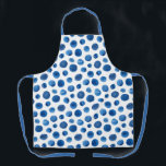 Waterverf blauwe marineschoolpunten. Modern patroo Schort<br><div class="desc">Waterverf blauw - marineschijnpolka - dots patroon apron .</div>
