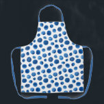 Waterverf blauwe marineschoolpunten. Modern patroo Schort<br><div class="desc">Waterverf blauw - marineschijnpolka - dots patroon apron .</div>