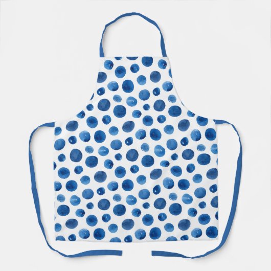 Waterverf blauwe marineschoolpunten. Modern patroo Schort (Voorkant)