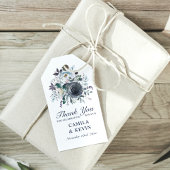 Waterverf blauwe marinevlek Floral Weddenschap Cadeaulabel