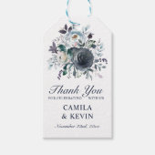 Waterverf blauwe marinevlek Floral Weddenschap Cadeaulabel (Voorkant)