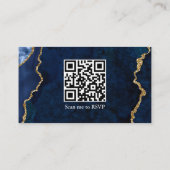 Waterverf blauwe marmer bruiloft RSVP QR Terug Informatiekaartje (Achterkant)