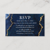 Waterverf blauwe marmer bruiloft RSVP QR Terug Informatiekaartje (Voorkant)