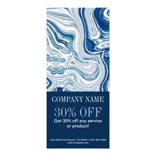 waterverf blauwe marmer van de strand - nautische  reclamekaart (Voorkant)