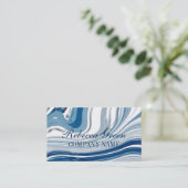 waterverf blauwe marmer van de strand - nautische  visitekaartje (Staand voorkant)