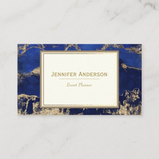 Waterverf blauwe marmer visitekaartje (Voorkant)