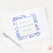 Waterverf Blauwe mediterrane kaarsenlabel Vierkante Sticker (Envelop)