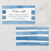 Waterverf blauwe nautische strepen. Diaper Raffle Informatiekaartje (Voorkant / Achterkant)