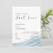 Waterverf Blauwe Oceaan Casual Kuststrand Weddensc Kaart (Staand voorkant)