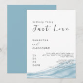 Waterverf Blauwe Oceaan Casual Kuststrand Weddensc Kaart (Voorkant / Achterkant)