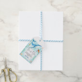 Waterverf Blauwe Oceaan onder het Zeeen Baby showe Cadeaulabel (Met Touw)