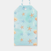 Waterverf Blauwe Oceaan onder het Zeeen Baby showe Cadeaulabel (Achterkant)