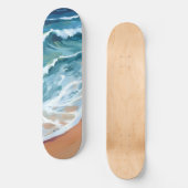 Waterverf Blauwe oceaangolven Persoonlijk Skateboard (Voorkant)