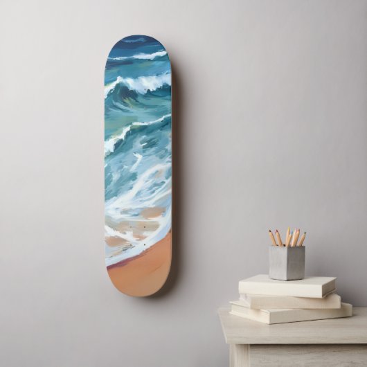 Waterverf Blauwe oceaangolven Persoonlijk Skateboard (Muurkunst)