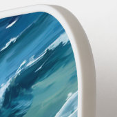 Waterverf Blauwe oceaangolven Pickleball Paddle (Links Detail)