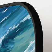 Waterverf Blauwe oceaangolven Pickleball Paddle (Links Detail)