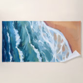 Waterverf Blauwe oceaangolven Strandlaken (Voorkant)