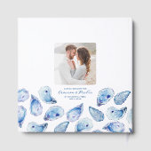 Waterverf Blauwe Oester Schelp Vierkante Trouw Gastenboek (Achterkant)