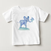 Waterverf Blauwe Olifant Met Bloemen (Voorkant)