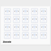 Waterverf Blauwe Ooievaar Gingham Monogram Wapen Vierkante Sticker (Vel)