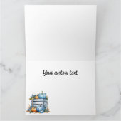 Waterverf Blauwe & Oranje Pompoen krat Kaart (Binnen)