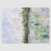 Waterverf Blauwe Paarse bloemenweide op de berg Tissuepapier (Voorkant)