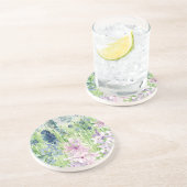 Waterverf Blauwe Paarse bloemenweide op de berg Zandsteen Onderzetter (Zijkant)