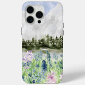 Waterverf Blauwe Paarse Bloemwei op Berg Case-Mate iPhone Case (Achterkant)