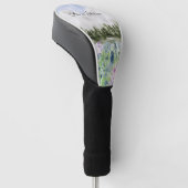 Waterverf Blauwe Paarse Bloemwei op Berg Golfheadcover (Schuin)