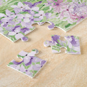 Waterverf Blauwe Paarse Bloemwei op Berg Legpuzzel (Zijkant)