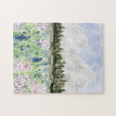 Waterverf Blauwe Paarse Bloemwei op Berg Legpuzzel (Horizontaal)