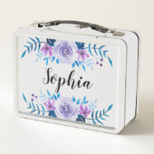 Waterverf Blauwe Paarse Floral - Aangepaste tekst (Achterkant)