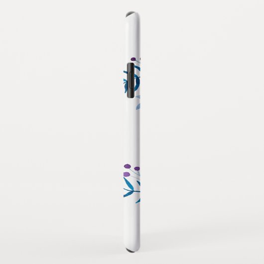 Waterverf Blauwe Paarse Floral - Aangepaste tekst Case-Mate iPhone Case (Achterkant/rechts)