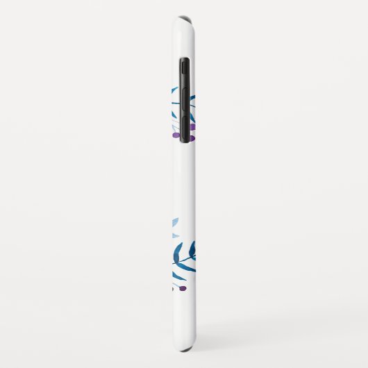 Waterverf Blauwe Paarse Floral - Aangepaste tekst Case-Mate iPhone Case (Achterkant/links)