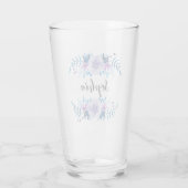 Waterverf Blauwe Paarse Floral - Aangepaste tekst Glas (Achterkant)
