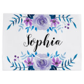 Waterverf Blauwe Paarse Floral - Aangepaste tekst Groot Cadeauzakje (Achterkant)