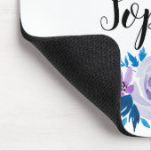 Waterverf Blauwe Paarse Floral - Aangepaste tekst Muismat (Hoek)