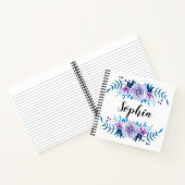 Waterverf Blauwe Paarse Floral - Aangepaste tekst Notitieboek (Binnen)