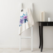 Waterverf Blauwe Paarse Floral - Aangepaste tekst Sherpa Deken (In situ)