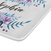 Waterverf Blauwe Paarse Floral - Aangepaste tekst Snijplank (Hoek)