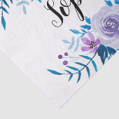 Waterverf Blauwe Paarse Floral - Aangepaste tekst Tissuepapier (Detail)