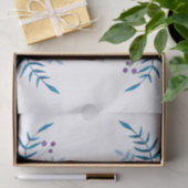 Waterverf Blauwe Paarse Floral - Aangepaste tekst Tissuepapier (Geschenk)