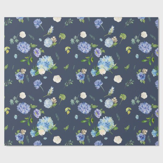 Waterverf Blauwe & Paarse Hortensia's Cadeaupapier (Vlak)