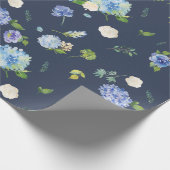 Waterverf Blauwe & Paarse Hortensia's Cadeaupapier (Hoek)